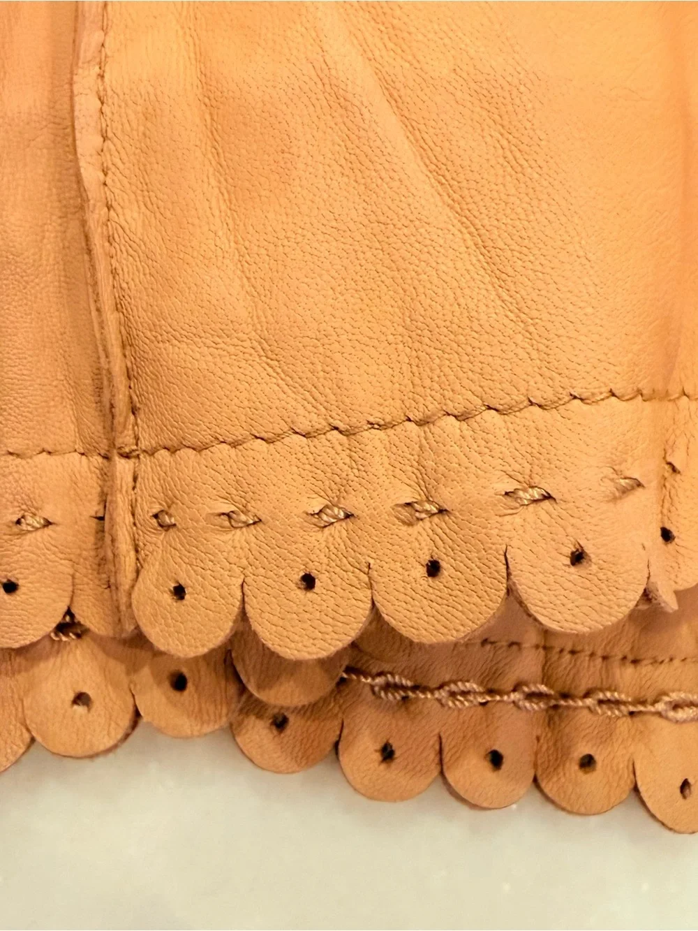 CACHE COUTURE BEAUTIFUL CAMEL TEXTURED WESTERN FLAIR LAMB LEATHER JACKET sz 0